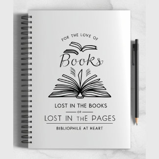 Bibliofilt i hjärtat - Minimalistiskt Bok Älskare- Anteckningsbok