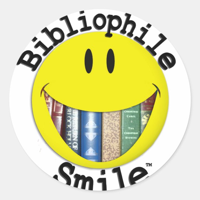 Bibliophile Smile Runt Klistermärke (Framsida)