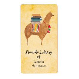 Bibliotek Alpaca Cute Vintage Inspired Bookplate Fraktsedel