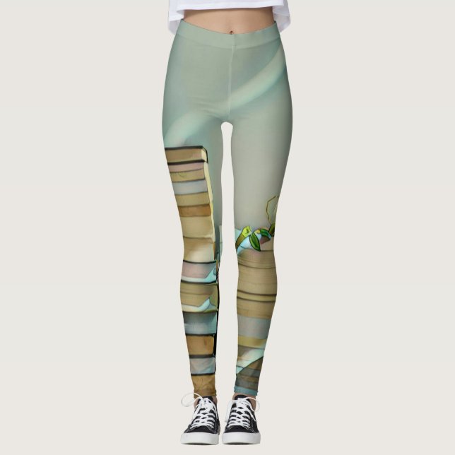 Bibliotek älskare-teckningar leggings (Framsida)