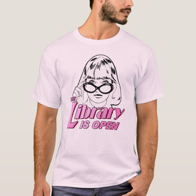 Bibliotek är öppet t shirt (Framsida)