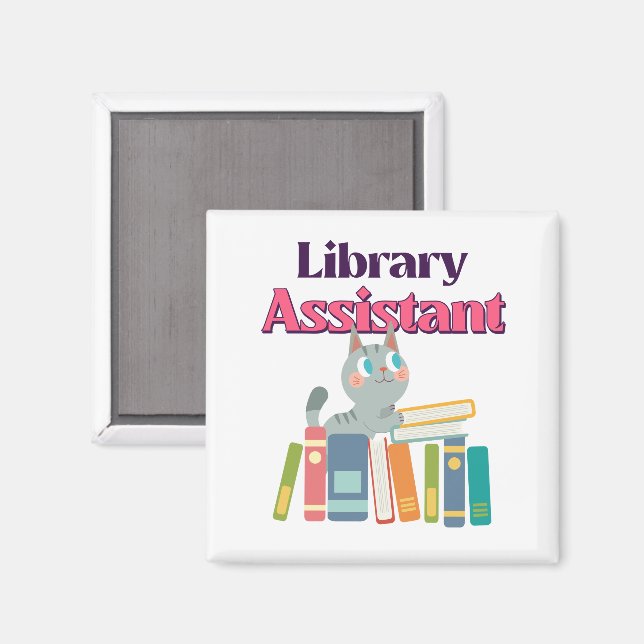 Bibliotek Assistant-katt Magnet (Front/Back)
