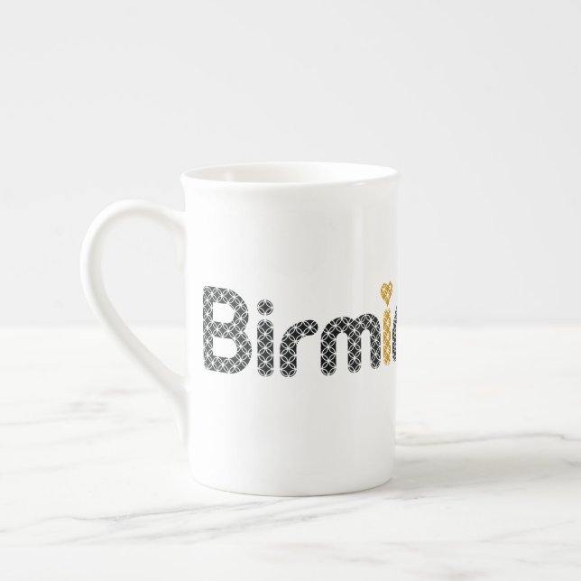 Bibliotek av den Birmingham benporslinmuggen Benporslin Mugg (Vänster)