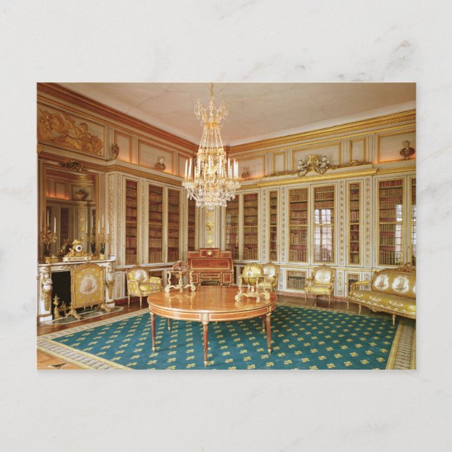 Bibliotek av Louis XVI dekorerade i 1781 Vykort (Framsida)