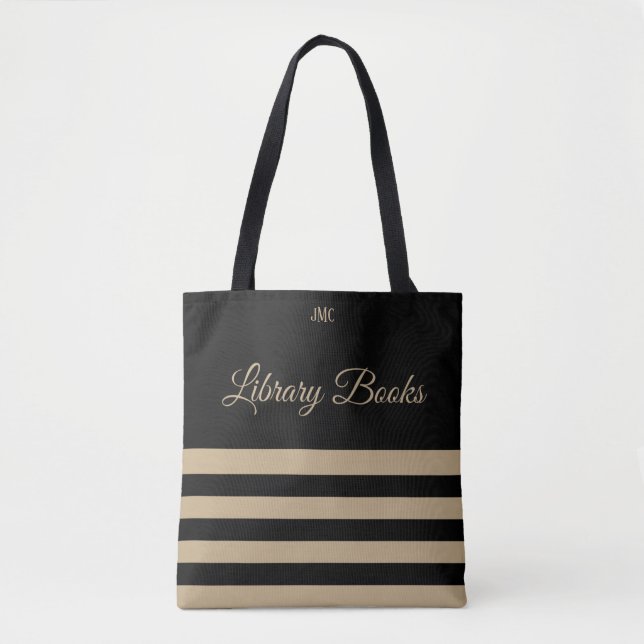 Bibliotek Black och Tan Rand Monogram Tote Tygkasse (Framsida)