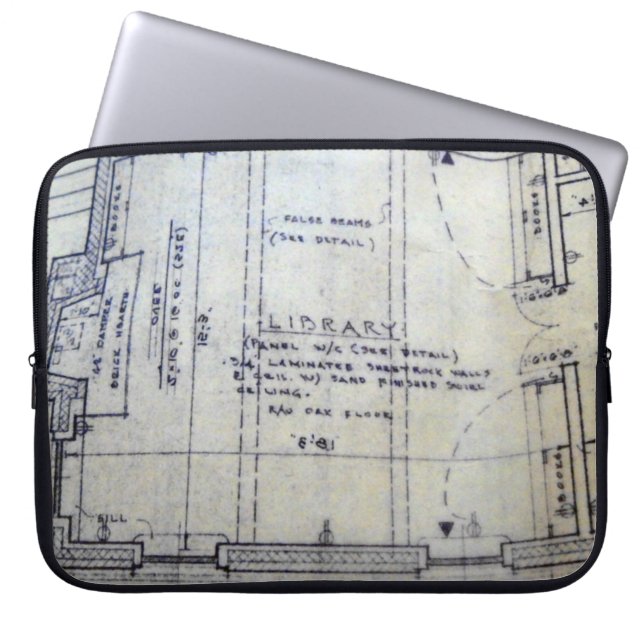 Bibliotek Blueprint Laptop sleeve (Framsidan)