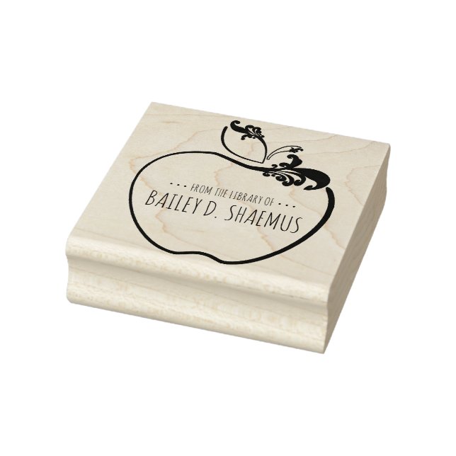 bibliotek bok, blomsteräpple frimärke stämpel (Stämpel)