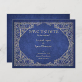 Bibliotek Bok Blue Geek Literary Bröllop Spara Datumet