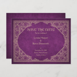 Bibliotek Bok Burgundy Geek Literary Bröllop Spara Datumet