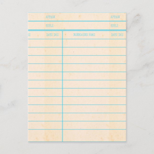 Bibliotek Bok förfallokort för förfallodatum Vykort (Framsida)