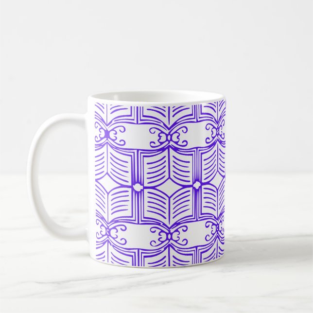 Bibliotek Bok Mönster  Kaffemugg (Vänster)