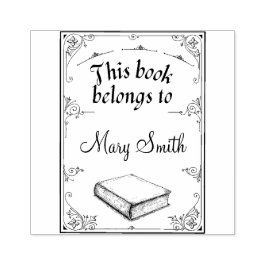 Bibliotek Bok Personlig Trärgummi Frimärke Stämpel