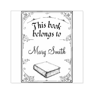 Bibliotek Bok Personlig Trärgummi Frimärke Stämpel