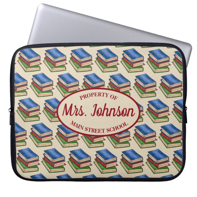 Bibliotek Bok Stack Lacher Librarian Educator Gift Laptop Fodral (Framsidan)