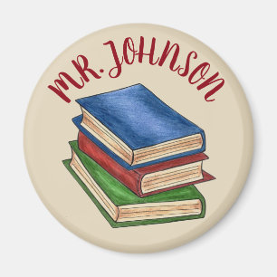 Bibliotek Bok Stack Lacher Librarian Educator Gift Magnet