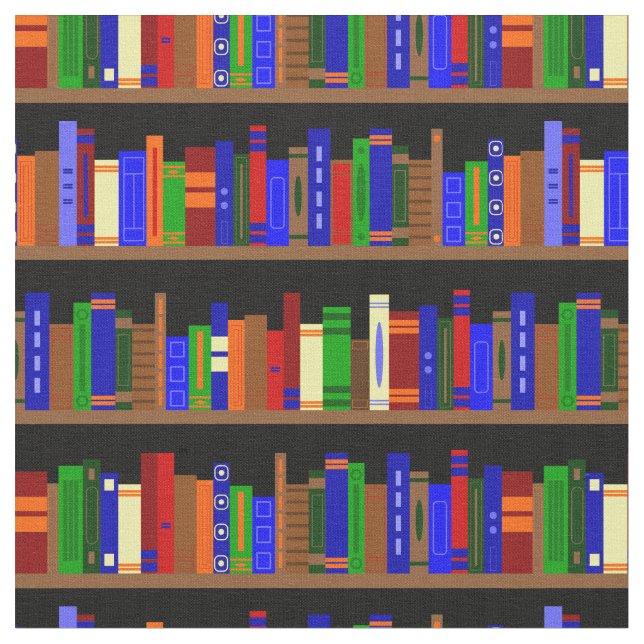 bibliotek bokar bokhyllor tyg (Närbild)