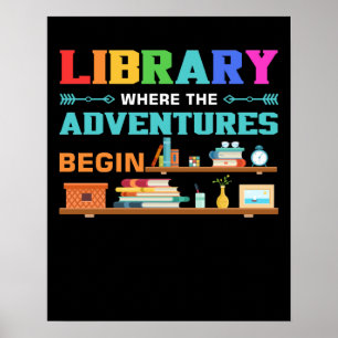 Bibliotek Bokar där Äventyr börjar Poster