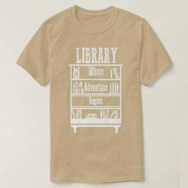 Bibliotek Bokar där Äventyr börjar T Shirt (Design framsida)