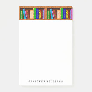 Bibliotek bokar engelsk lärareförfattarepersonli post-it block