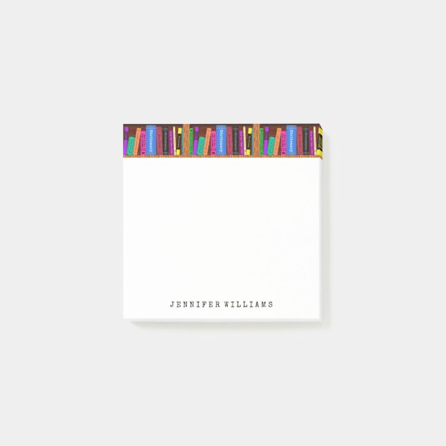 Bibliotek bokar engelsk lärareförfattarepersonlig post-it block (Framsida)