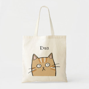 Bibliotek bokar i Tabby katt med det anpassade Ora Tygkasse
