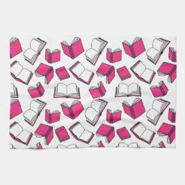 Bibliotek Bokar Roligt Bibrarian Bookworm Rosa Whi Kökshandduk