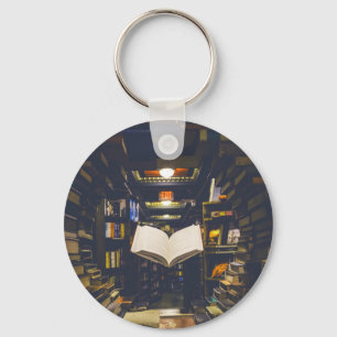 Bibliotek Bokar Shelses Open Bok Read Nyckelring