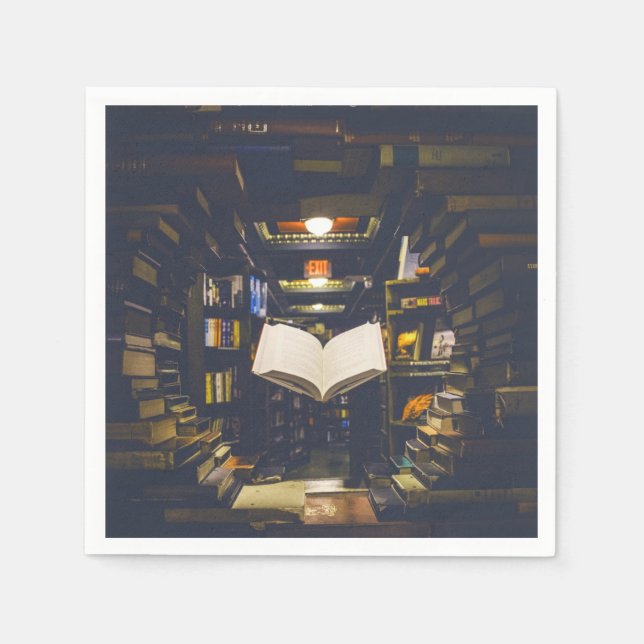 Bibliotek Bokar Shelses Open Bok Read Pappersservett (Framsidan)