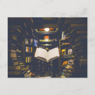 Bibliotek Bokar Shelses Open Bok Read Vykort
