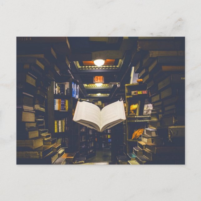 Bibliotek Bokar Shelses Open Bok Read Vykort (Framsida)