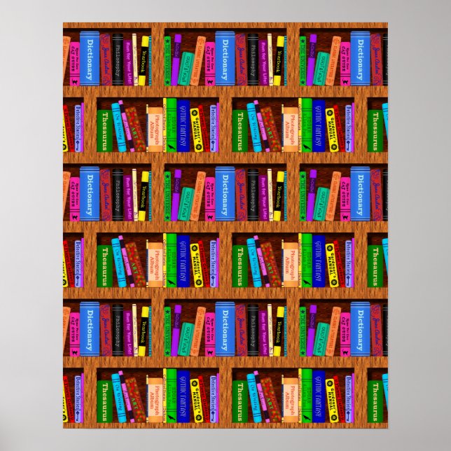 Bibliotek bokshelf Background Mönster för läsare Poster (Framsidan)