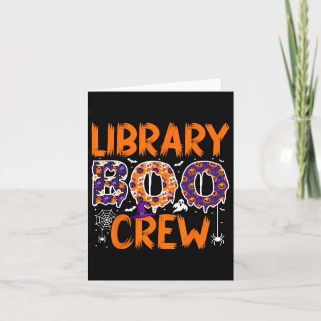 Bibliotek Boo Crew Bibliotekarier Bokälskare Spökh Kort (Framsida)
