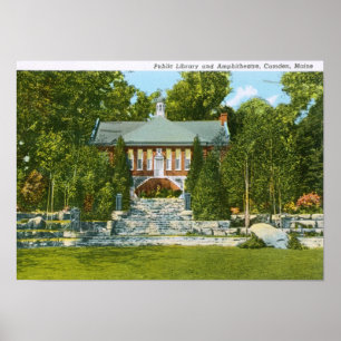 Bibliotek Camden, Maine vintage Poster