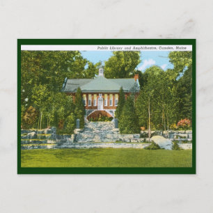 Bibliotek, Camden, Maine Vintage Vykort