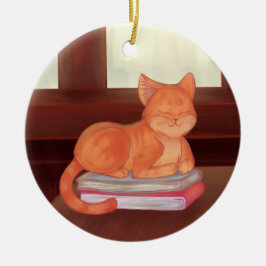 Bibliotek Cat Julgransprydnad Keramik