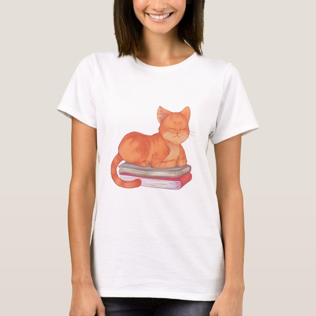 Bibliotek Cat T Shirt (Framsida)