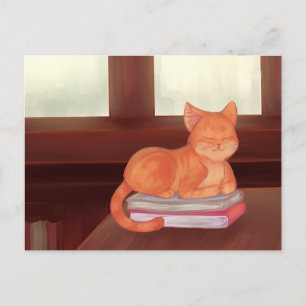 Bibliotek Cat Vykort