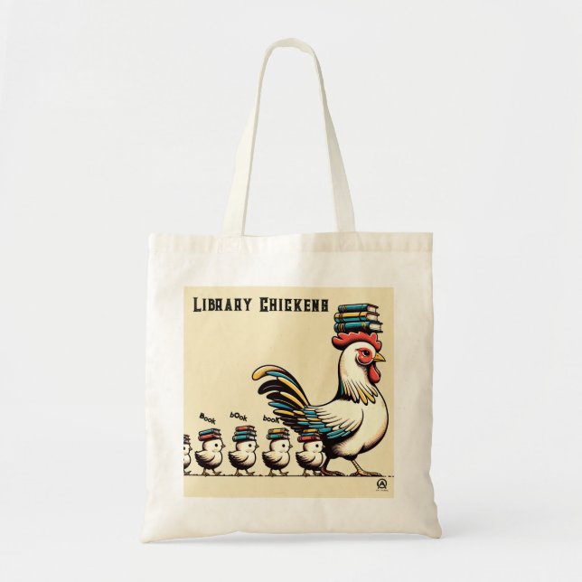 Bibliotek Chickens Tote Bag Tygkasse (Framsidan)