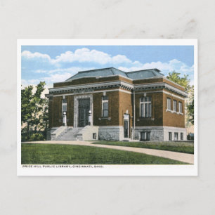 Bibliotek, Cincinnati, Ohio Vintage Vykort