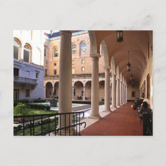 Bibliotek Courtyard Boston Massachusetts Postcard Helg Vykort