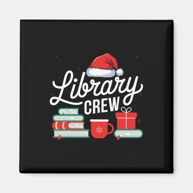 Bibliotek Crew Bok Älskare Bibrarian Julafton Helg Magnet (Framsidan)