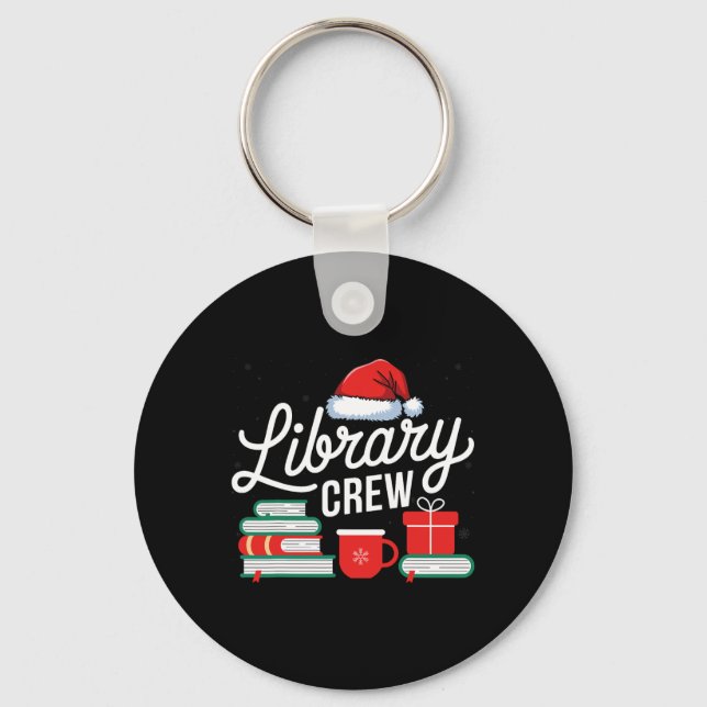 Bibliotek Crew Bok Älskare Bibrarian Julafton Helg Nyckelring (Framsida)