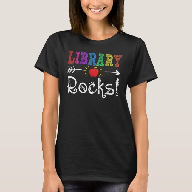 Bibliotek Crew Team Bibliotek Lacher Back to schoo T Shirt (Framsida)