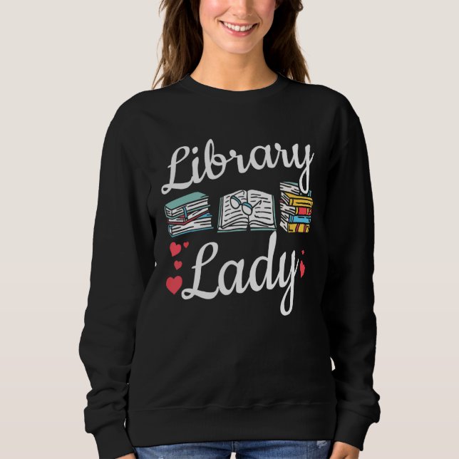 Bibliotek Dam Kvinnor i Bok T Shirt (Framsida)