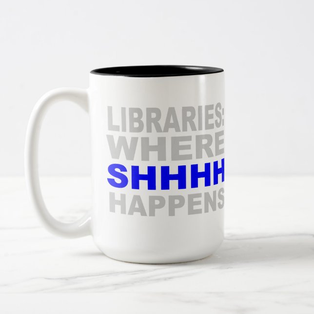 Bibliotek där SHHH händer Bibrarian Study Gift Två-Tonad Mugg (Vänster)
