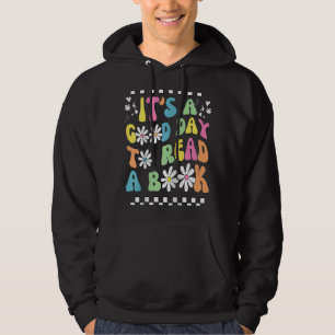 Bibliotek Det är Bran att läsa Bok Groovy Reading Hoodie