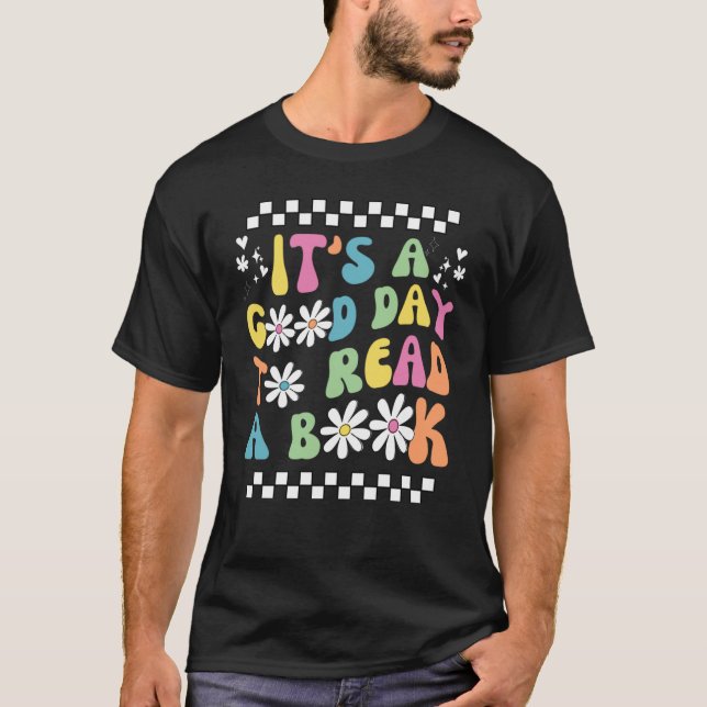 Bibliotek Det är Bran att läsa Bok Groovy Reading T Shirt (Framsida)