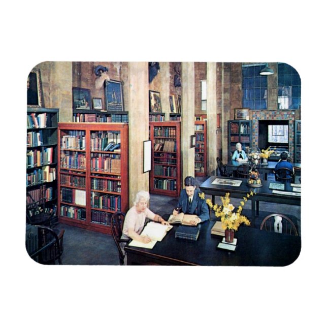 Bibliotek, Doylestown, PA Vintage Magnet (Horisontell)