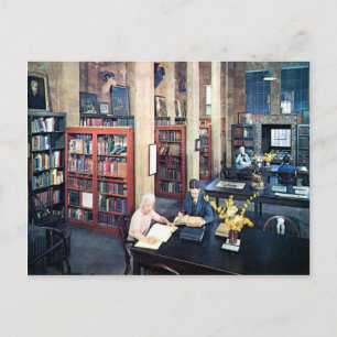 Bibliotek, Doylestown, PA Vintage Vykort