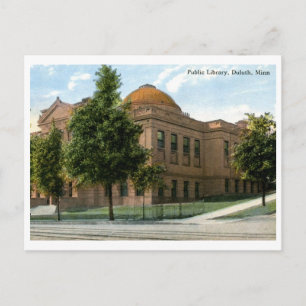 Bibliotek, Duluth, MN 1914 Vintage Vykort